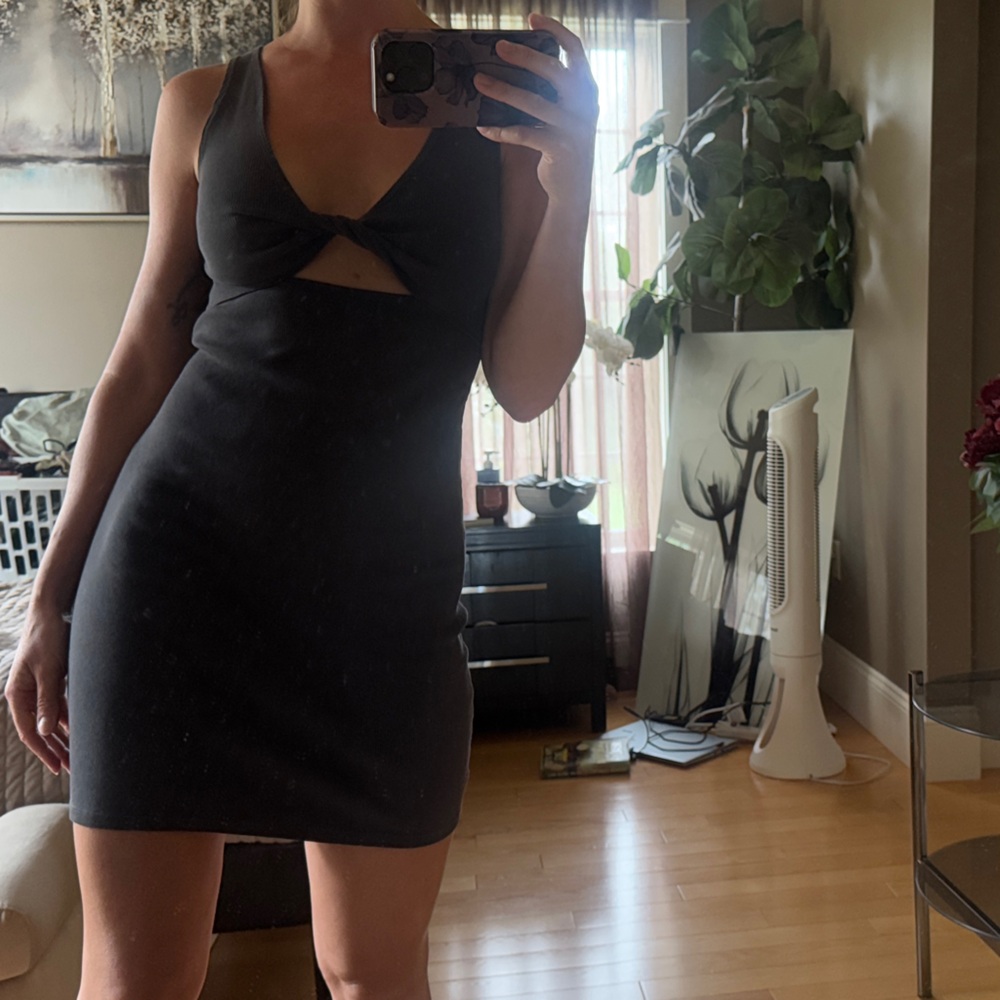 Aerie Charcoal Gray cut out reversible Mini Dress